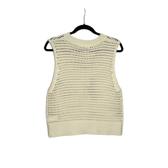 STITCH + FEATHER Cream Crochet Knit Sleeveless Top Vest Sweater Womens Large - Picture 2 of 4